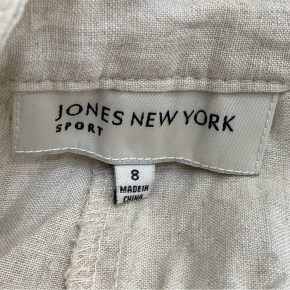 Jones New York Sport Pants Womens 8 Tan Elastic Waist Straight Leg Linen - Picture 6 of 7